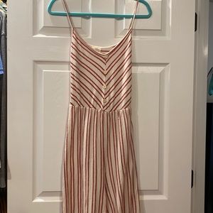 Red and Off-White Jumpsuit w/ waist tie